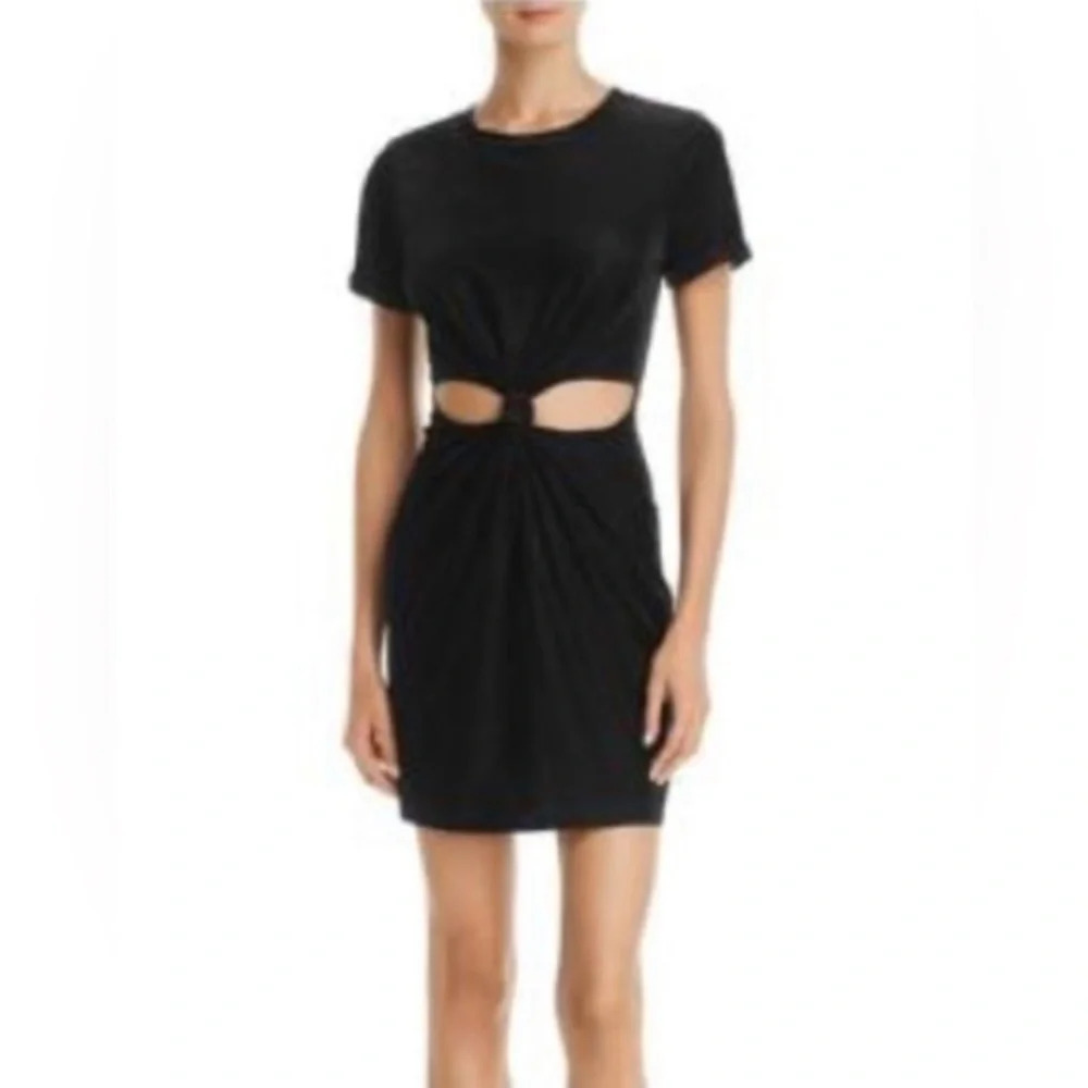 Honey Punch Black Cutout Knot Front T-Shirt Dress Large
